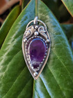 Amethyst sterling silver pendant 'Iris' - Flower pendant - purple pendant