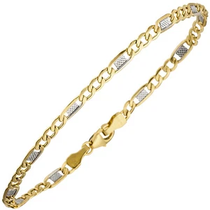 JOBO Steg-Panzerarmband 333 Gelbgold bicolor 19 cm Gold Armband Goldarmband Kara - Picture 1 of 5