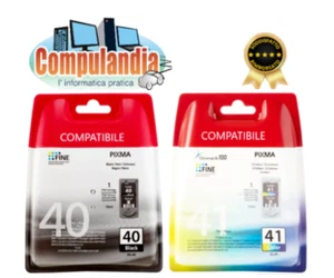 Kit 2 Compatibili Canon PG 40 + CL 41 (1 cartuccia Nera + 1 cartuccia Colore) - Foto 1 di 1