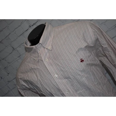 Brooks Brothers Dress Shirt Mens 2XL Slim Fit Non-Iron Cotton Pink Striped - Image 1 of 4