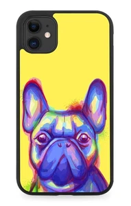 Bunte Französische Bulldogge Kunst Gemälde Bild Gummi Handyhülle Bulldoggen J408 - Bild 1 von 2