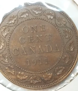 1911 Canada 1 Large cent coin Almost Uncirculated Godless - Picture 1 of 3