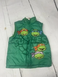 Teenage Mutant Ninja Turtles Boys Size 4 Green Puffer Vest Quilted Winter Coat - Picture 1 of 5