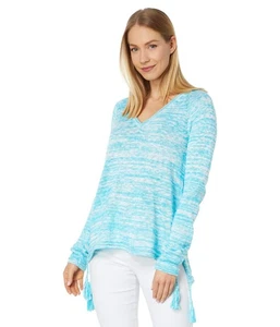 Lily Pulitzer Jody V-Neck Langarm Pullover Amalfi blau meliert MD - Bild 1 von 3