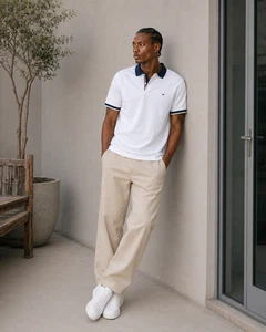 Tommy Hilfiger Hombre Sanders Polo Ajuste Personalizado Camiseta Blanco Brillante 78A6535 112 - Imagen 1 de 10