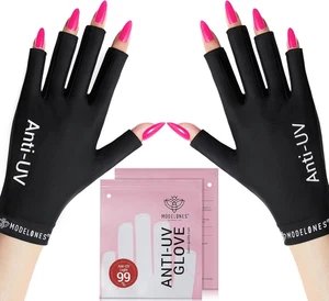 Guantes negros UV para manicura gel proteccion solar UPF99 profesional - Picture 1 of 12