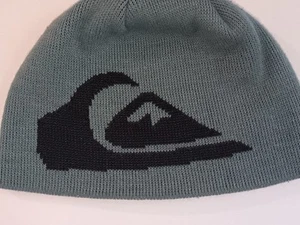 MENS QUIKSILVER Green And BLACK BEANIE HAT CAP ONE SIZE - Picture 1 of 4
