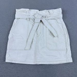 Free People Splendor In The Grass Jeansrock Elfenbein Größe 10 Paperbag Taille binden - Bild 1 von 8