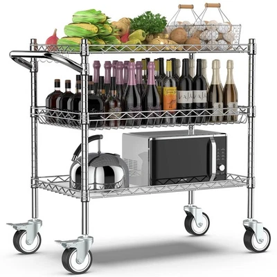 Carros rodantes de 3 niveles con ruedas utilitarios de alta resistencia NSF metal de grado comercial Foto 1 de 4