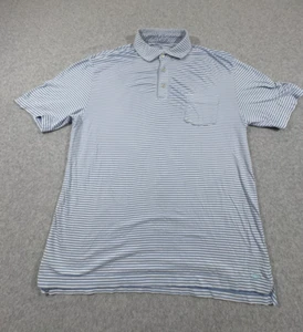 Peter Millar Shirt Mens Medium Blue Striped Seaside Wash Soft Tagless Golf Polo - Picture 1 of 7