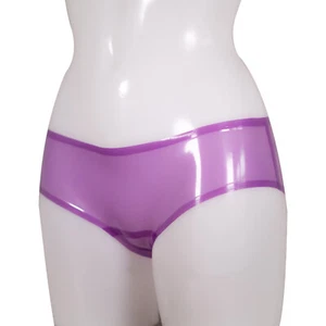 Sexy Women Transparent Purple Latex Briefs Panties Rubber Shorts Underwear BDSM - Picture 1 of 4