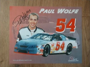 2001 SIGNED AUTOGRAPHED RARE 10x8 Paul Wolfe Motorsports Promo Card Postcard - Picture 1 of 3