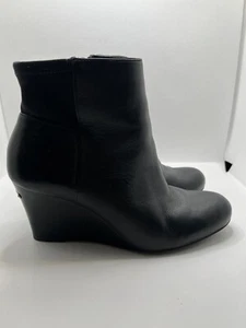 Michael Kors Mujer Talla 8 Cuero Negro Cuña Sin Cordones Cremallera Botín Tacón - Imagen 1 de 8