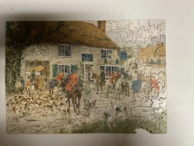 MILTON BRADLEY PREMIER JIG SAW PUZZLE WOOD Good Old Times Shaped Pieces Vintage - Image 1 of 4