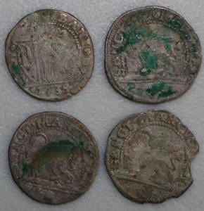 Circa 1730 Colonial Europe Four (4) Coin Lot 5 or 10 Soldi Venice Italy - Picture 1 of 4