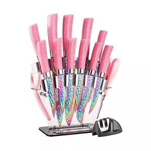 Rainbow Titanium Knife Set, Non Stick Thick and Sharp Stainless Steel 15 Pcs ... - Picture 1 of 9