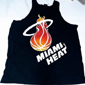 VTG Miami Heat Tank Top Mens XXL Shirt Big Logo Adidas Black NBA Basketball 2xl - Picture 1 of 4