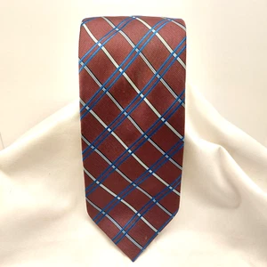 STAFFORD ESSENTIALS Silk Necktie Blue Purple Geometric Necktie EUC 60" X 3.5" - Picture 1 of 3