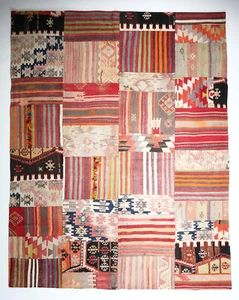 Patchwork Kilim Turco Flatwaeve vintage, hecho de patchwork Kilim tribal - Imagen 1 de 10
