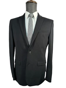 EXPRESS Mens Black SLIM FIT Cotton STRETCH Suit Blazer Sport Coat Jacket 38R - Picture 1 of 10