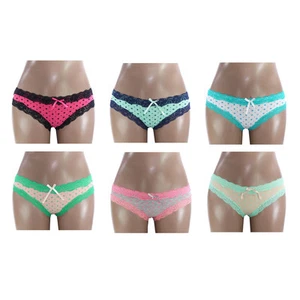 1/3x Mutandine Pantaloni Slip Punti Maculati Pizzo Pizzo Mutandine Lingerie UK 8-14 81022 - Foto 1 di 3