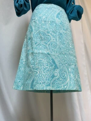 Talbots Skirt Size Petite 6P Straight 32x20.5 Paisley Cotton Blend Aquamarine - Image 1 of 4