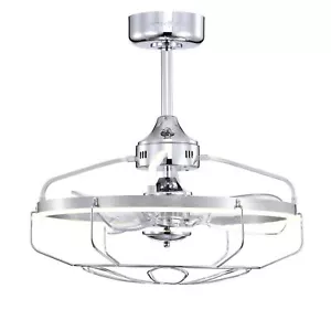 Dhooma 25 Inch Chrome Finished Modern LED Ceiling Fandelier with Remote - Picture 1 of 3