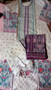 Ready To Wear Cotton Embroidered Hand Block Print 3pcs 100%Cotton - Picture 1 of 5