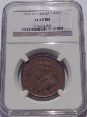 1926 Australian 1 Penny World Coin PCGS XF45BN- Australia - George V - Image 1 of 4