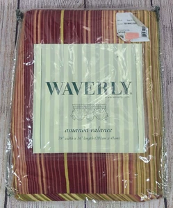 Waverly Amanda Serene Stripe Antique Valance 79" W x 16" L Red Yellow Gold New - Picture 1 of 6