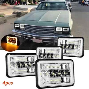 For Chevrolet Impala 1977-1985 4pcs 4x6" LED Headlights Hi-Lo DRL Turn Signal - Picture 1 of 9