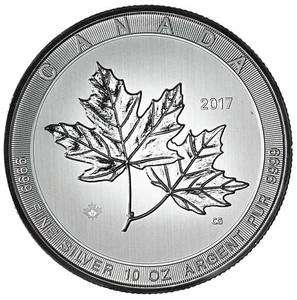 2017 CANADA 10oz. Silver Magnificent Maple Leaves HM Queen Elizabeth II - Picture 1 of 4