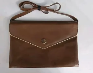 Peruzzi italienische braune Lederhandtasche mit goldfarbenen Beschlägen Umhängetasche - Bild 1 von 7