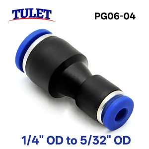 Push In to Connect Union Reducer 1/4" - 5/32" OD Straight Fitting Air Pneumatic - Picture 1 of 3