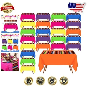 Colorful Striped Oblong Table Covers - 54''x108'' Set of 24 for Celebrations - Picture 1 of 9