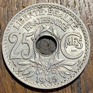 PIECE 25 CENTIMES SOULIGNÉ LINDAUER 1915 (1070) 535237 EXEMPLAIRES SEULEMENT - Picture 1 of 2