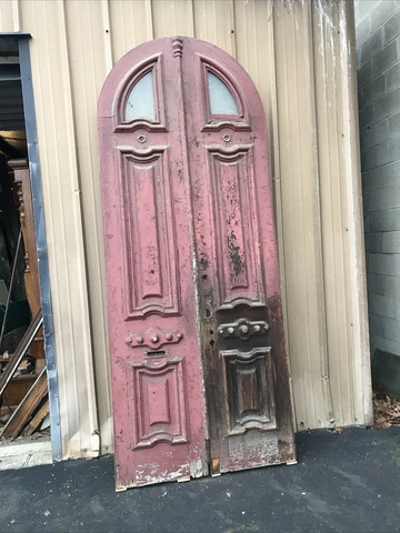 Cm 738 Pair Antique Carved Arched Top Double Doors 47.5 X 10’x2” Cover
