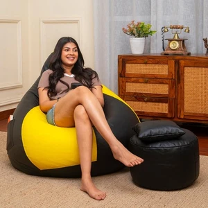 Bean Bag Chair Sofa and footrest cover without beans Faux Leather XXXL For Gift - Bild 1 von 5