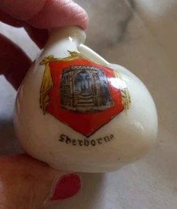 Crested China - SHERBORNE Crest Pearl Arms China 5 x 5cm Vase - Picture 1 of 6