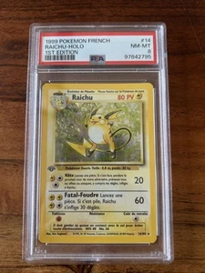 1999 Pokemon Base Set French #14 Raichu-Holo 1st Edition PSA 8 - Picture 1 of 2