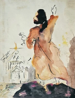 Arte figurativo surrealista dibujo vintage firmado por Salvador Dalí Foto 1 de 4