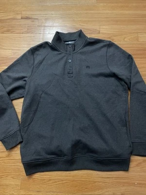 Travis Mathew Men’s Gray  Melange 1/4 Button Long Sleeve Sweatshirt Sz XL Read - Image 1 of 4