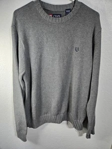 CHAPS Long Sleeve Sweater Mens Size XL Classic Grey Retro Y2K Design Sweater - Picture 1 of 11