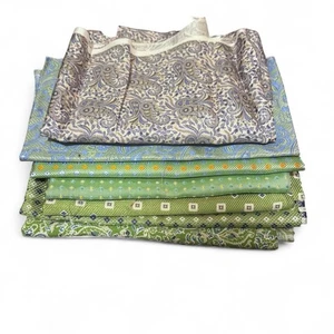 Bundle of 7 light grass green 100% Italian silk fabric remnants - Picture 1 of 3