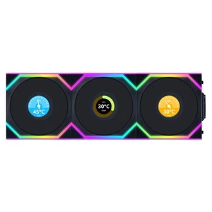 Lian Li UNI Fan SL LCD Wireless 120 Triple Pack Reverse Blade 12RSLLCD1W3B - Picture 1 of 4