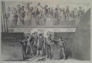 SALIDA DE VAPOR PARA LIVERPOOL INGLATERRA GRABADO HARPER'S SEMANAL 1870 - Imagen 1 de 2