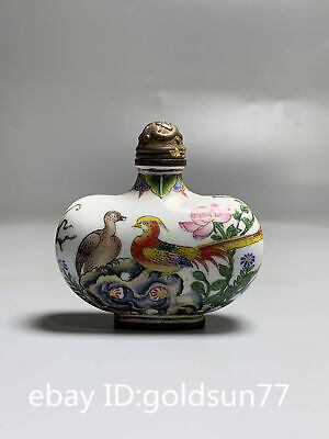 Rare Chinese Antiques Bronze Cloisonne Enamel Mandarin Duck Pattern Snuff Bottle • 139.20£