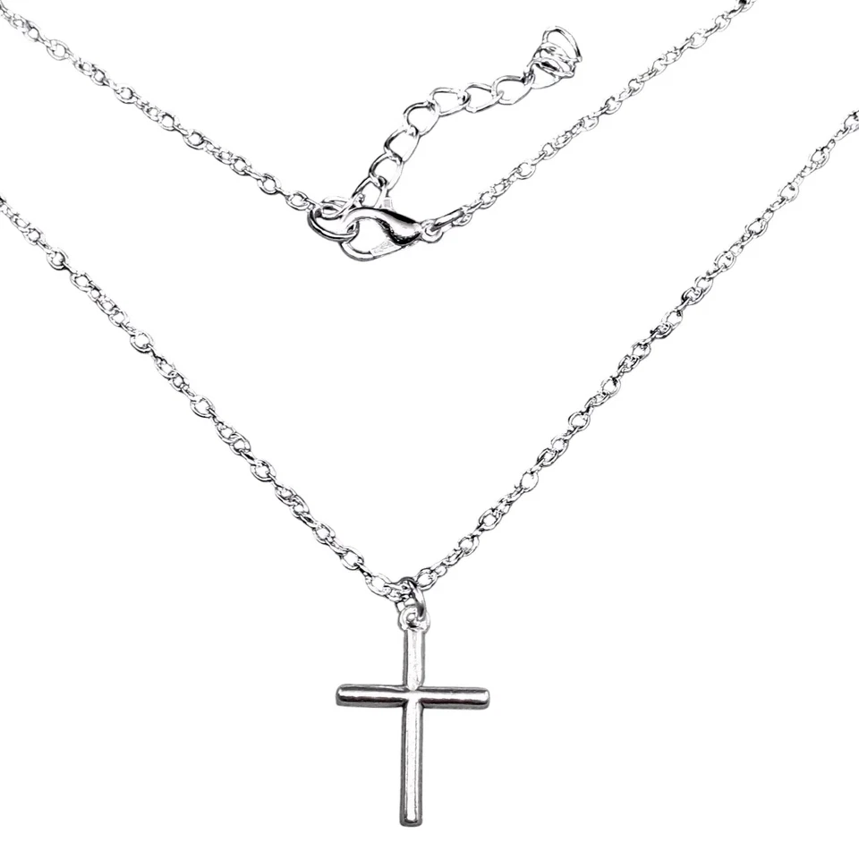 Collana Croce Argento catena con ciondolo Portafortuna Idea Regalo da Uomo Donna - Immagine 1 di 4