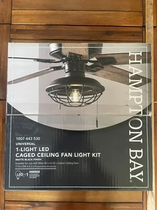 Hampton Bay 1-Light LED Caged Ceiling Fan Light Kit Matte Black 42" to 52" Fans - Picture 1 of 4