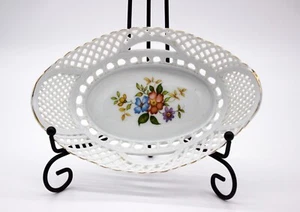 Tazón 7,5" L. Ovalado Porcelana Blanca Reticulada Tejido Oro Borde Oro Hungría Porcelana - Imagen 1 de 7